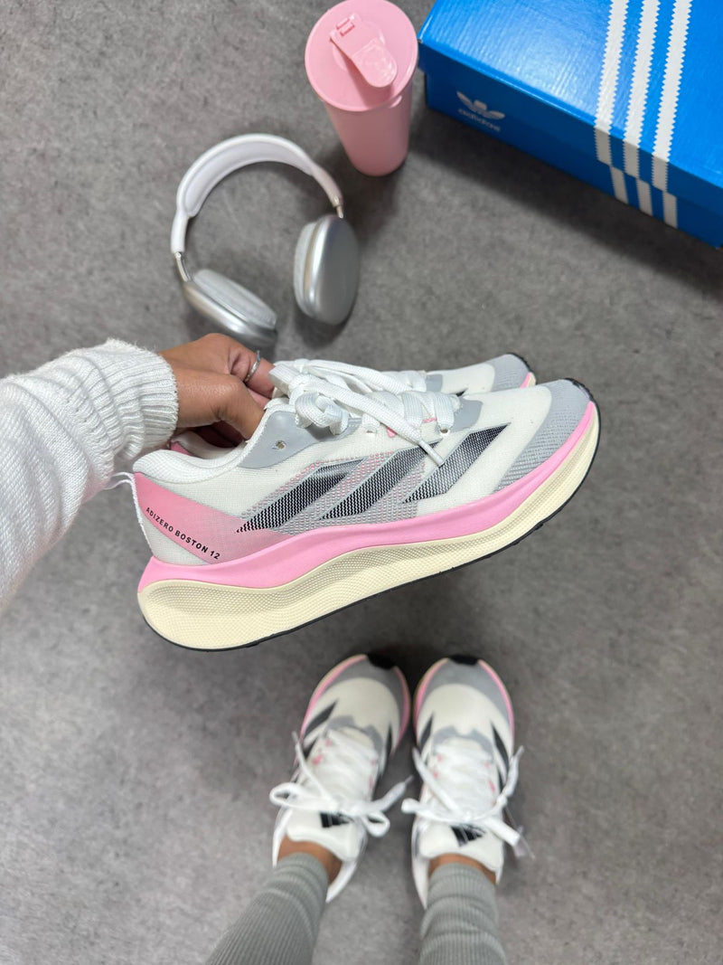 Adizero: Estilo e Desempenho em Tons de Cinza e Rosa (FRETE GRÁTIS)