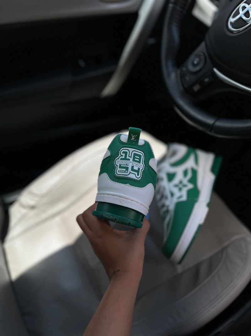 Tênis Designer Skate Sneaker - Verde e Branco (Frete Grátis)