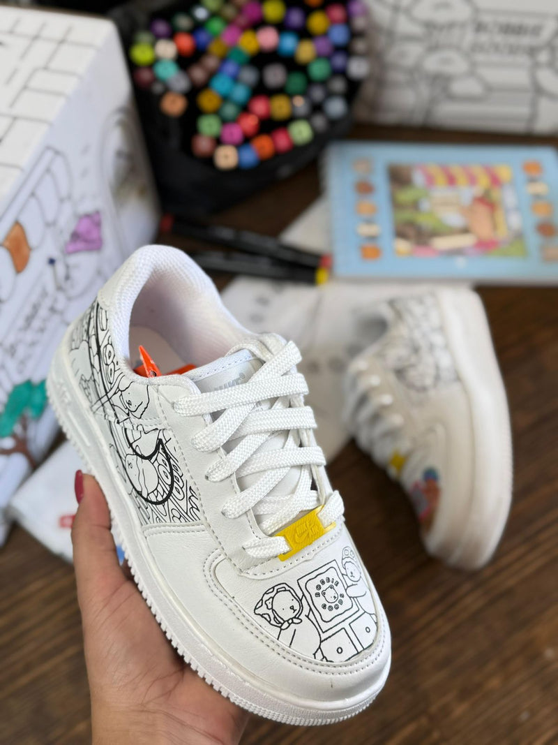 Tênis Air Force 1 Infantil - Edição Criativa (Para Colorir!)